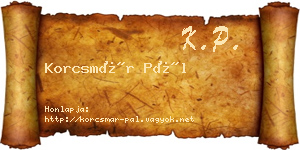 Korcsmár Pál névjegykártya